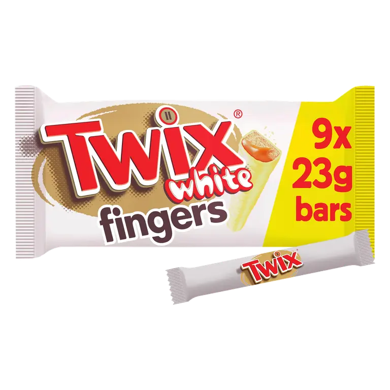 Twix Caramel & White Chocolate Fingers Biscuit Snack Bars Multipack 9x20g