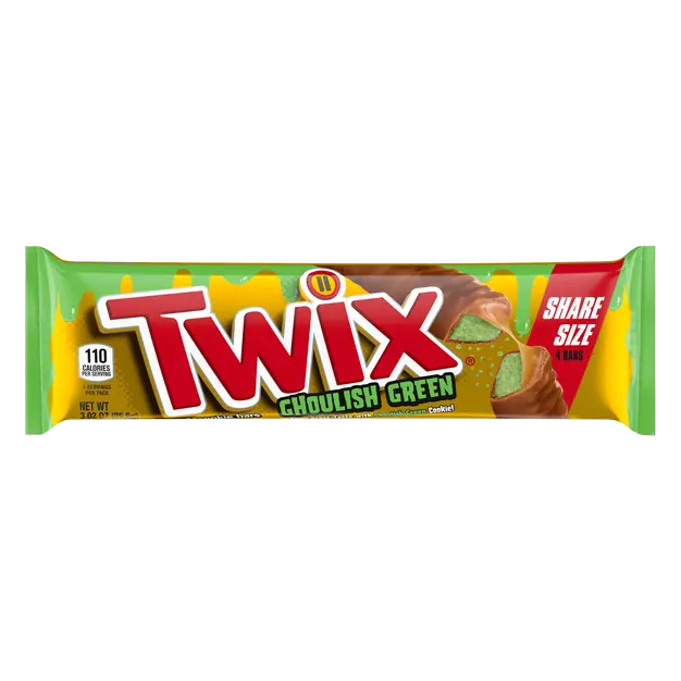 Ghoulish Green Halloween Candy Bar Share Size
