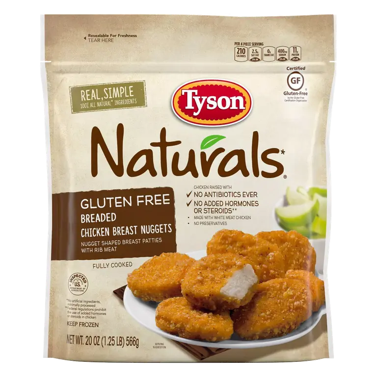 Fully Cooked Gluten Free Breaded Chicken Breast Nuggets Shaped Breast Patties with Rib Meat