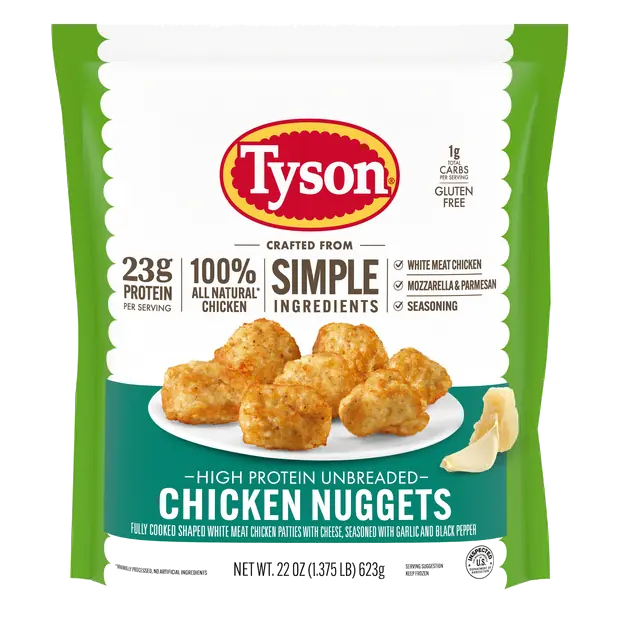 Fully Cooked High Protein Unbreaded Chicken Nuggets Frozen
