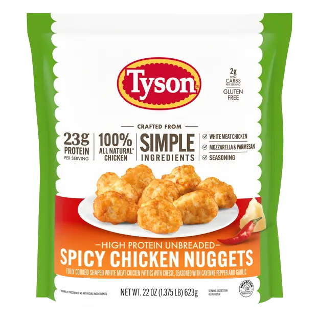 Fully Cooked High Protein Unbreaded Spicy Chicken Nuggets Frozen