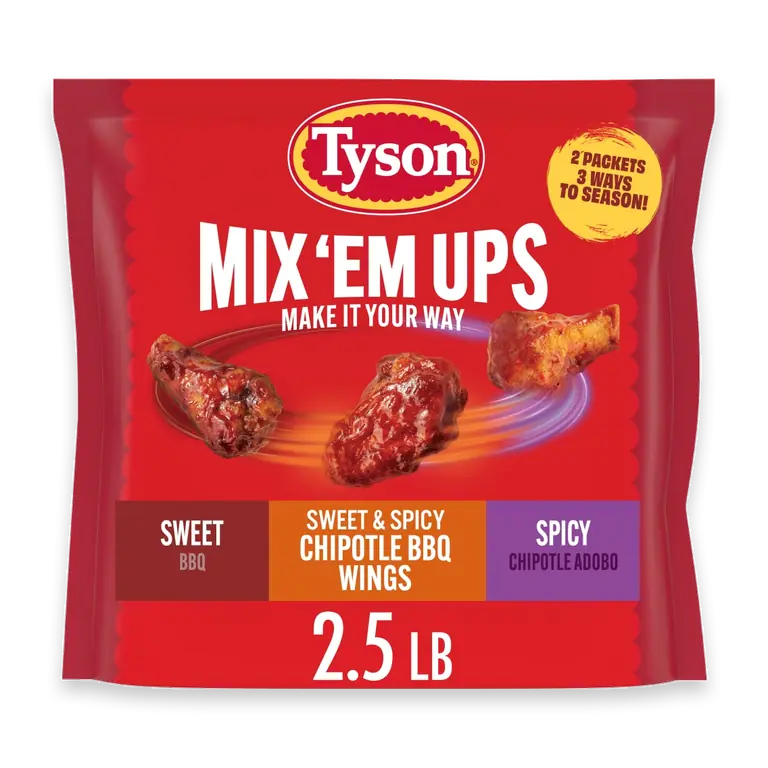 Mix 'Em Ups Chicken Wings Sweet & Spicy Chipotle BBQ Fully Cooked Frozen