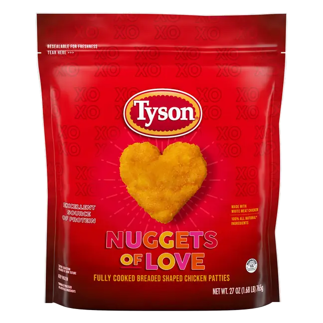 Nuggets of Love Fully Cooked Breaded Shaped Chicken Patties