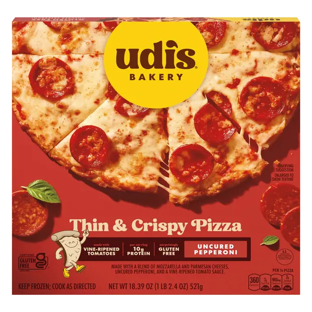 Gluten Free Crispy Thin Crust Uncured Pepperoni Pizza Frozen