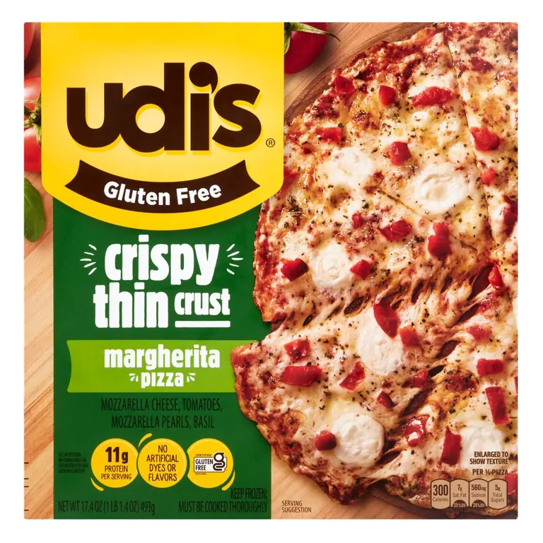 Margherita Mozzarella Cheese, Tomatoes, Mozzarella Pearls, Basil Crispy Thin Crust Pizza