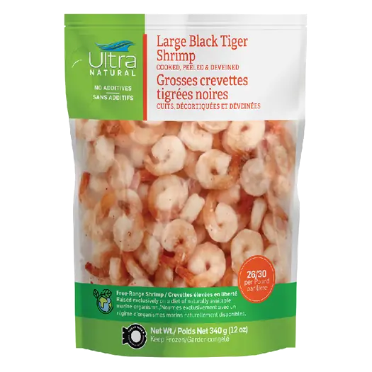 Frozen Black Tiger Shrimp Cooked Peeled Large 340 g