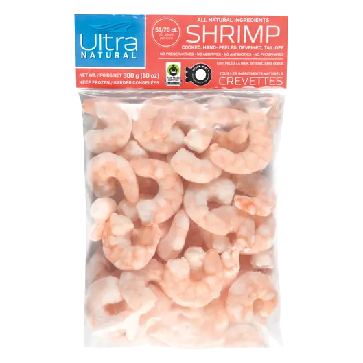 Natural Frozen Cooked Shrimp 51/70 Count 300 g