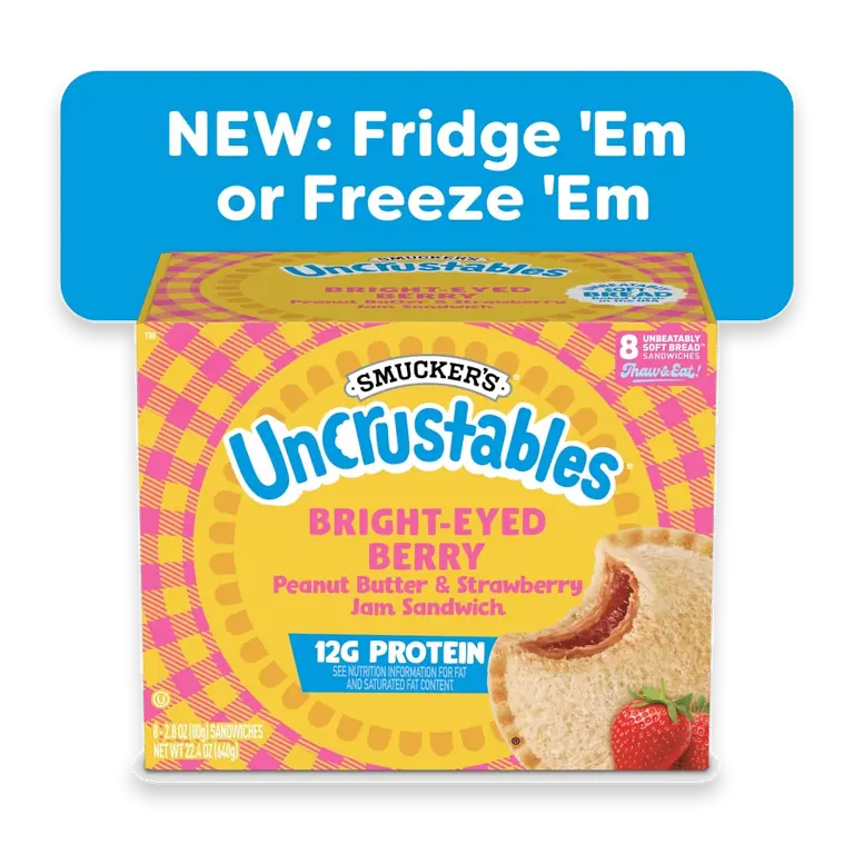 Smucker’s Uncrustables Bright-Eyed Berry Morning Protein Snacks, Peanut Butter & Strawberry