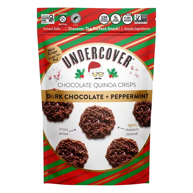 Chocolate Quinoa Crisps, Dark Chocolate + Peppermint