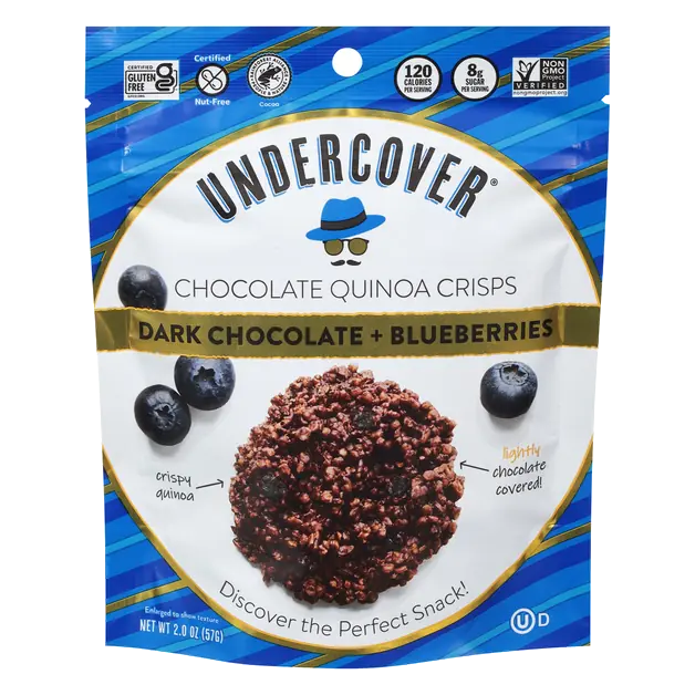 Gluten Free Dark Chocolate + Blueberries Quinoa Crisps