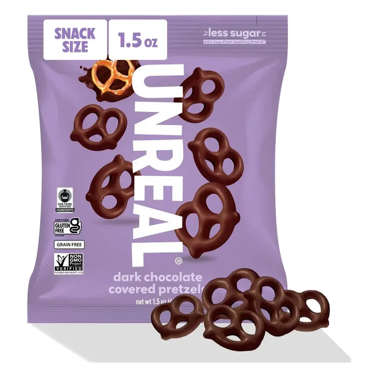 Unreal Dark Chocolate Covered Pretzels Snack Size, 1.5oz