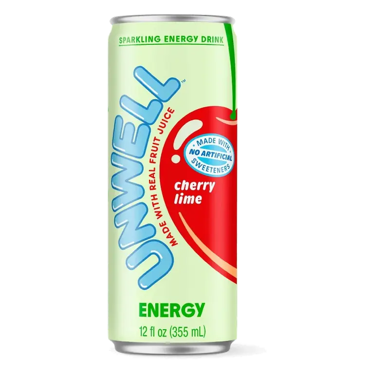 Unwell Cherry Lime Sparkling Energy Drink with Real Fruit Juice, 12 fl oz: Caffeinated
