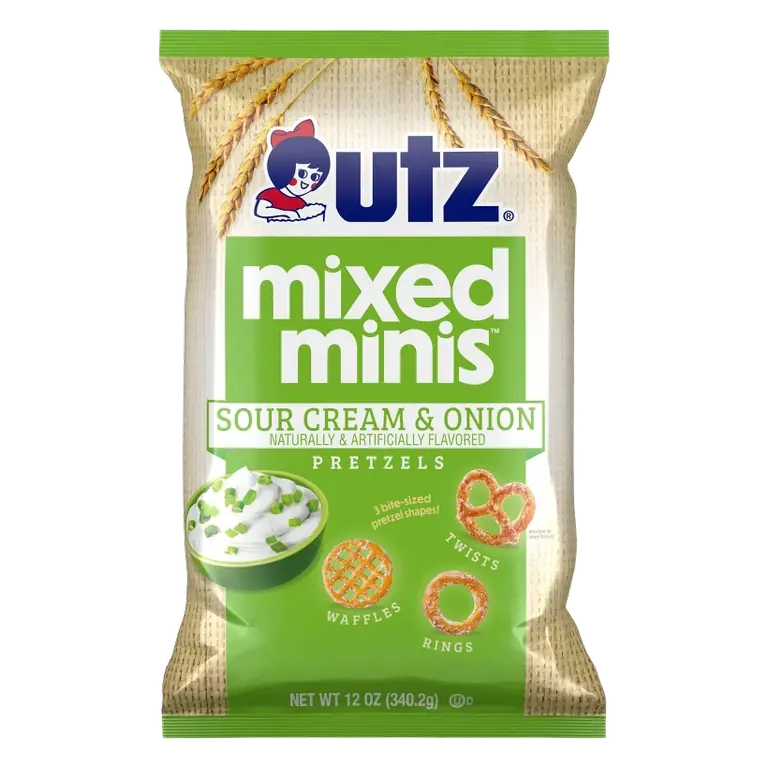 Utz Mixed Minis Sour Cream and Onion Pretzels, 12oz