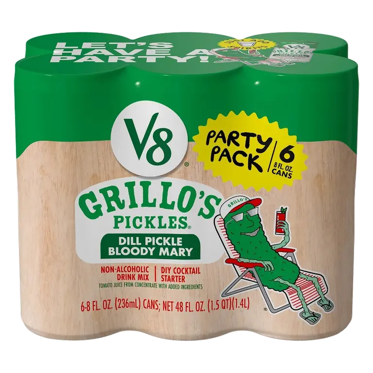 V8 Juice Bloody Mary Grillo's Dill Pickle Juice, 6pk/8 fl oz Cans
