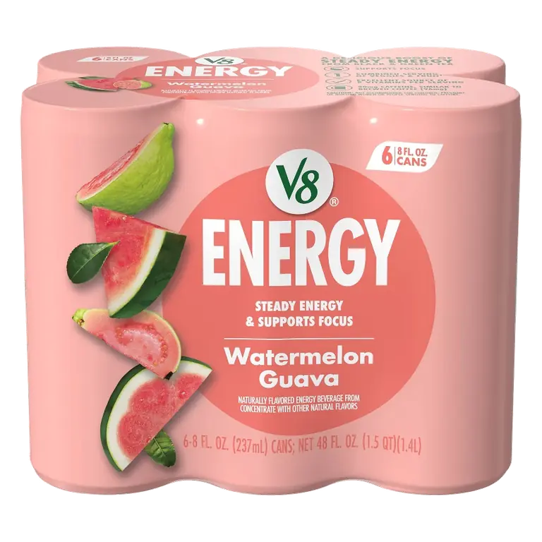 V8 +Energy Summertime Watermelon Energy Drink, 6pk/8 fl oz Cans