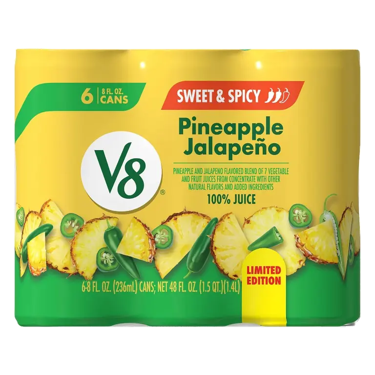 V8 Juice Spicy Pineapple Jalapeno Juice, 6pk/8 fl oz Cans