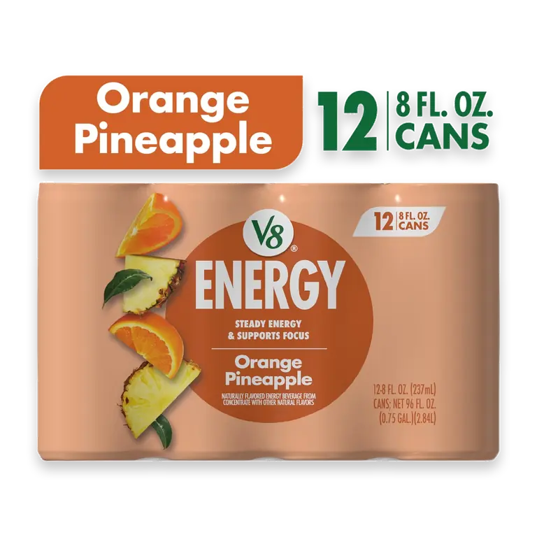 V8 Energy Orange Pineapple Energy Drink Cans