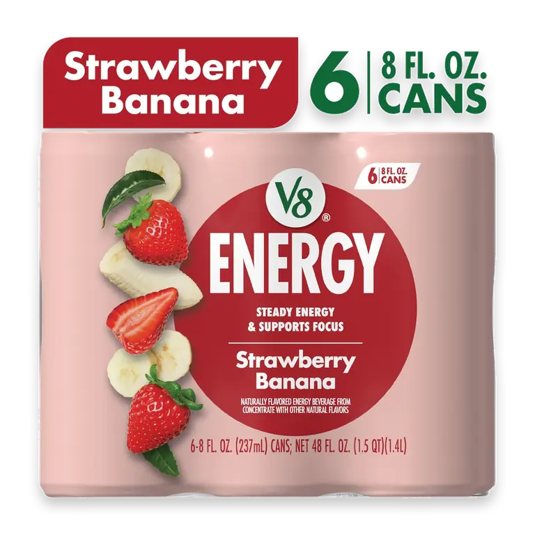 V8 Energy Strawberry Banana Energy Drink Cans