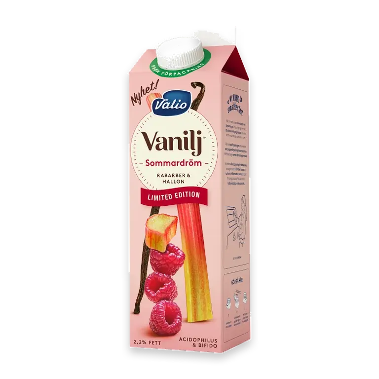 Vaniljyoghurt Slät Rabarber Hallon Sommardröm 2,2% 1000g