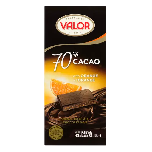 Gluten-Free 70% Cacao With Dark Chocolate With Orange 100 g