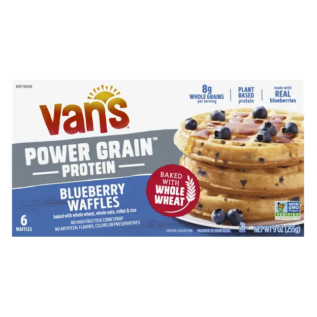 Power Grain Plant-Based Protein Blueberry Waffles - 6 ct