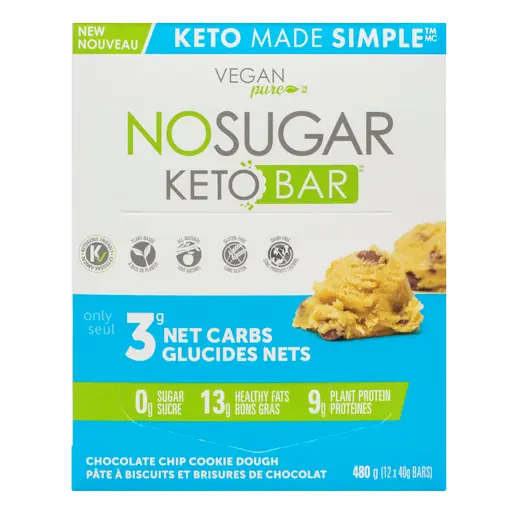 Plant Based Keto Bar Choclate Chip Cookie Dough 12 x 40 g