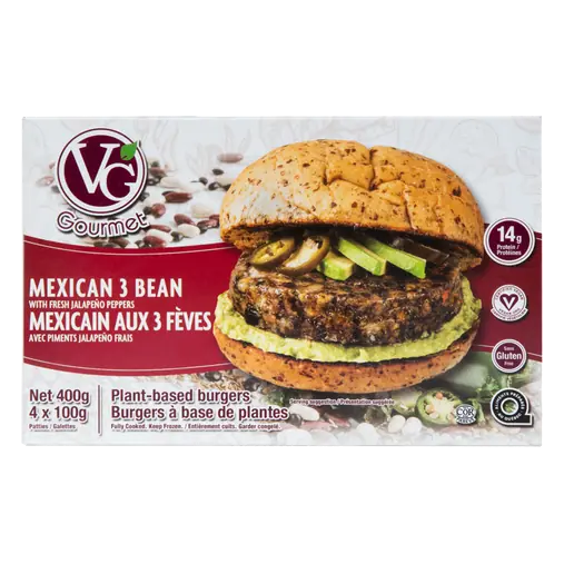 Gluten-Free Frozen Burgers Mexican 3 Bean 400 g
