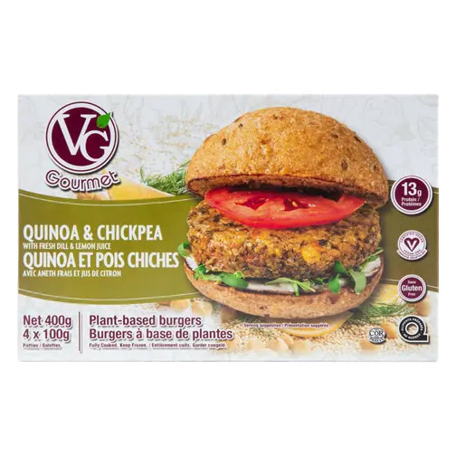 Gluten-Free Frozen Artisan Vegan Burger Quinoa & Chickpea 400 g