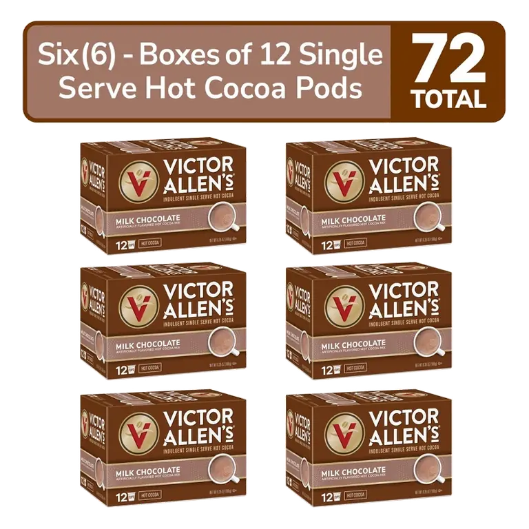 Victor Allen's Coffee, Milk Chocolate Hot Cocoa, 72 Count, Single Serve Hot Cocoa Pods for Keurig K-Cup Brewers