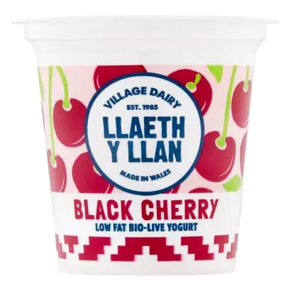 Llaeth Y Llan Black Cherry Low Fat Yogurt Single