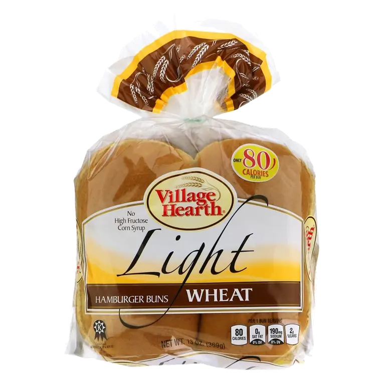 Village Hearth Light Wheat Hamburger Buns, 13oz/8ct