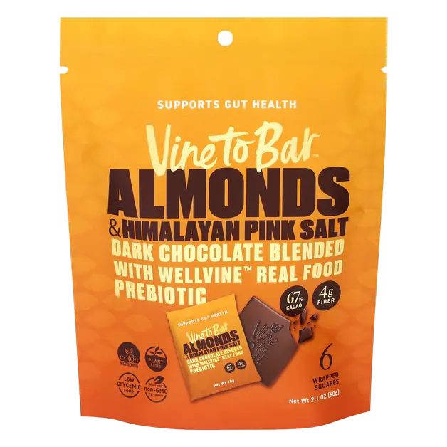 Almond & Himalayan Pink Salt Prebiotic Dark Chocolates - 6 ct
