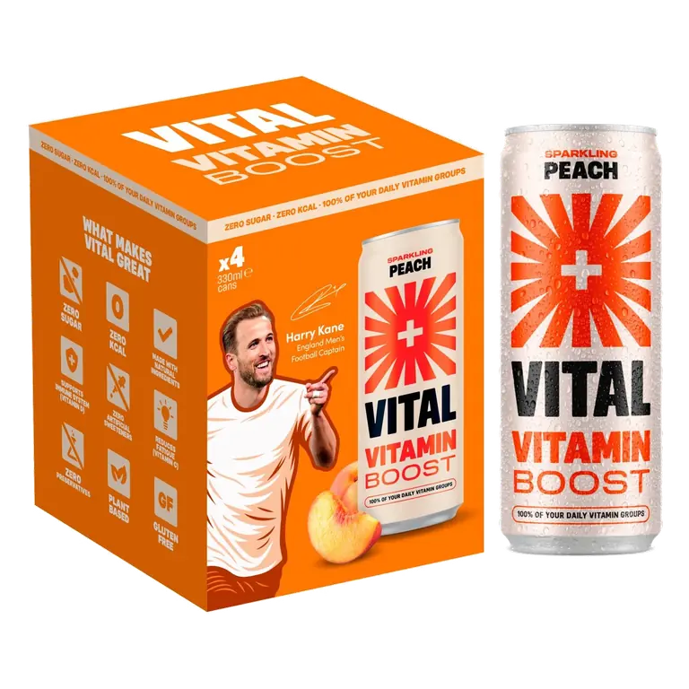 Vitamin Water Sparkling Peach 4 x 330ml