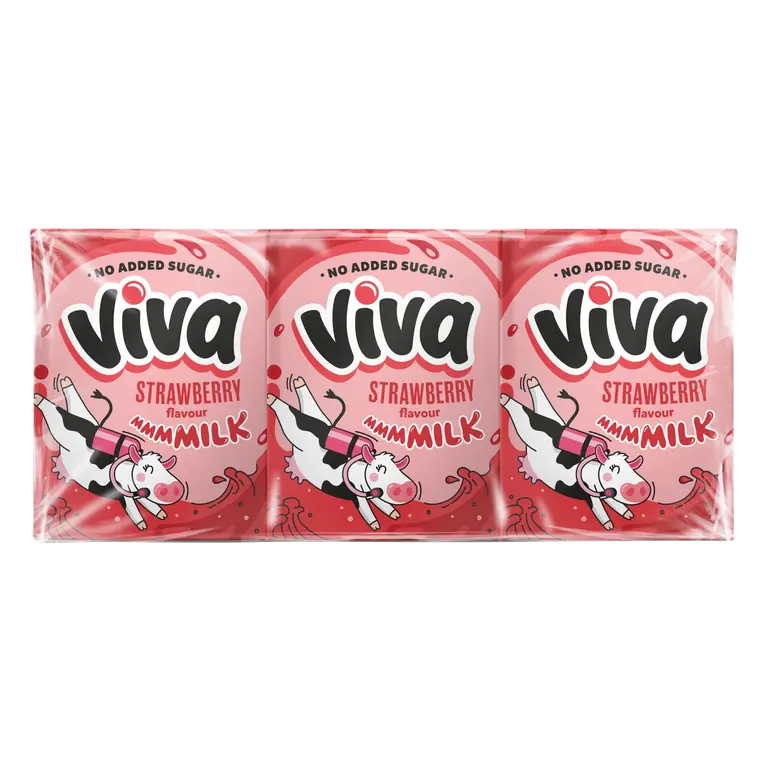 VIVA Strawberry Flavour Milk 3 x 200ml