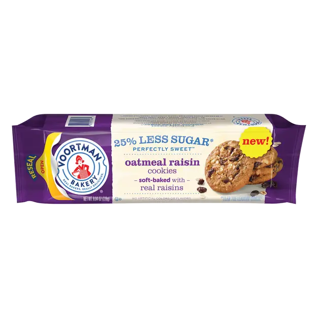 25% Less Sugar Soft Baked Oatmeal Raisin Cookies