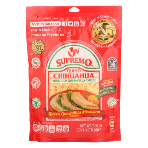 Shredded Quesadilla Cheese, Queso Quesadilla Mexicano
