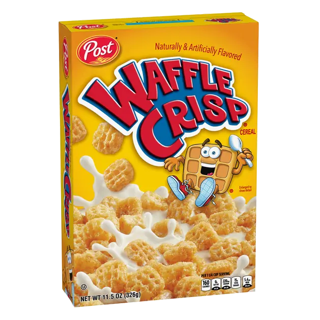 Waffle Crisp Breakfast Cereal, Sweetened Waffle Shaped Cereal, 11.5 OZ Box