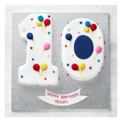 10th Birthday Balloon & Stars Cake
