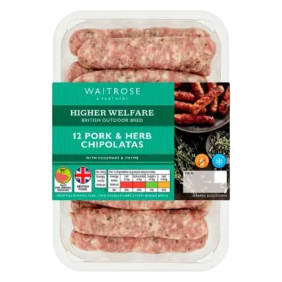 12 British Pork & Herb Chipolatas