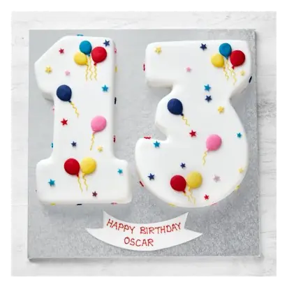 13th Birthday Balloon & Stars Cake