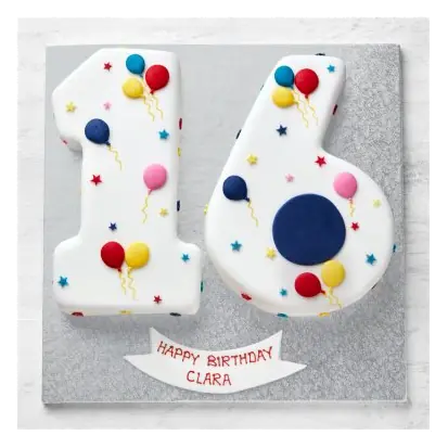 16th Birthday Balloon & Stars Cake