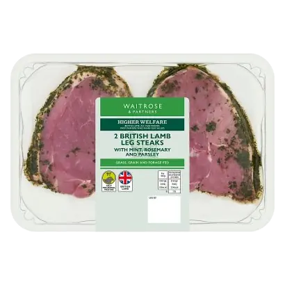 2 British Lamb Leg Steaks with Herbs & Garlic