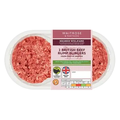 2 British Native Breed Rump Steak Beef Burgers