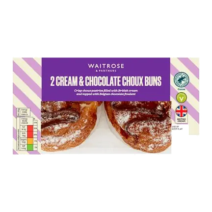 2 Cream & Chocolate Choux Buns