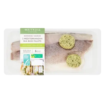 2 Sea Bass Fillets, Pesto Butter