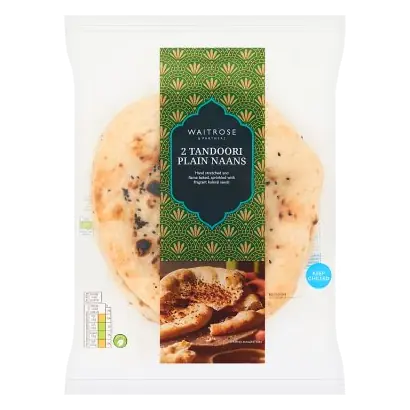 2 Tandoori Plain Naans 2x130g