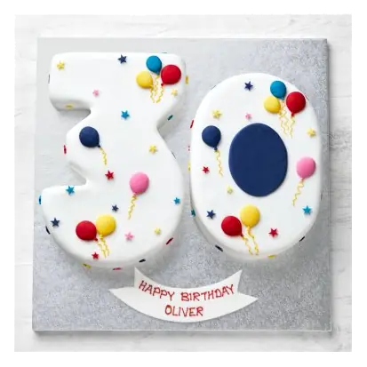 30th Birthday Balloon & Stars Cake