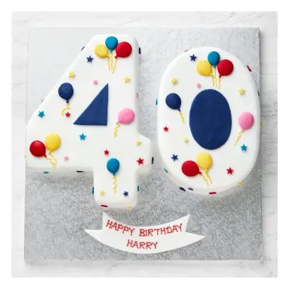 40th Birthday Balloon & Stars Cake