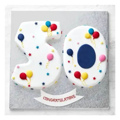 50th Birthday Balloon & Stars Cake