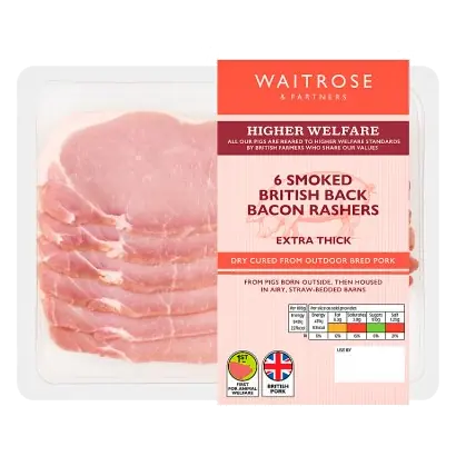6 Extra Thick Smoked Dry Cured Back Bacon Rashers